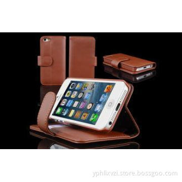 Hard Shell Cell Phone Leather Wallet Case for Apple iPhone
